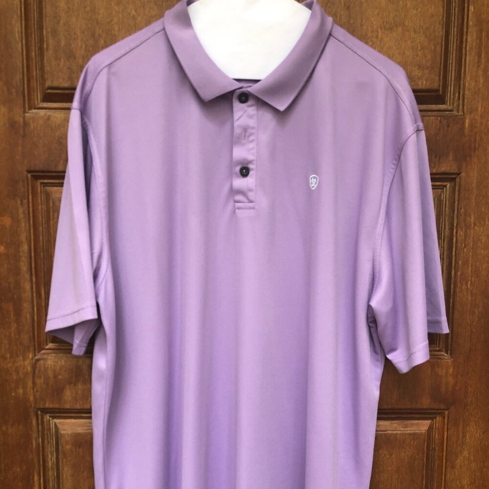 Mens ARIAT TEK Heat Series XL Short Sleeve Polo Golf Shirt Lt Purple